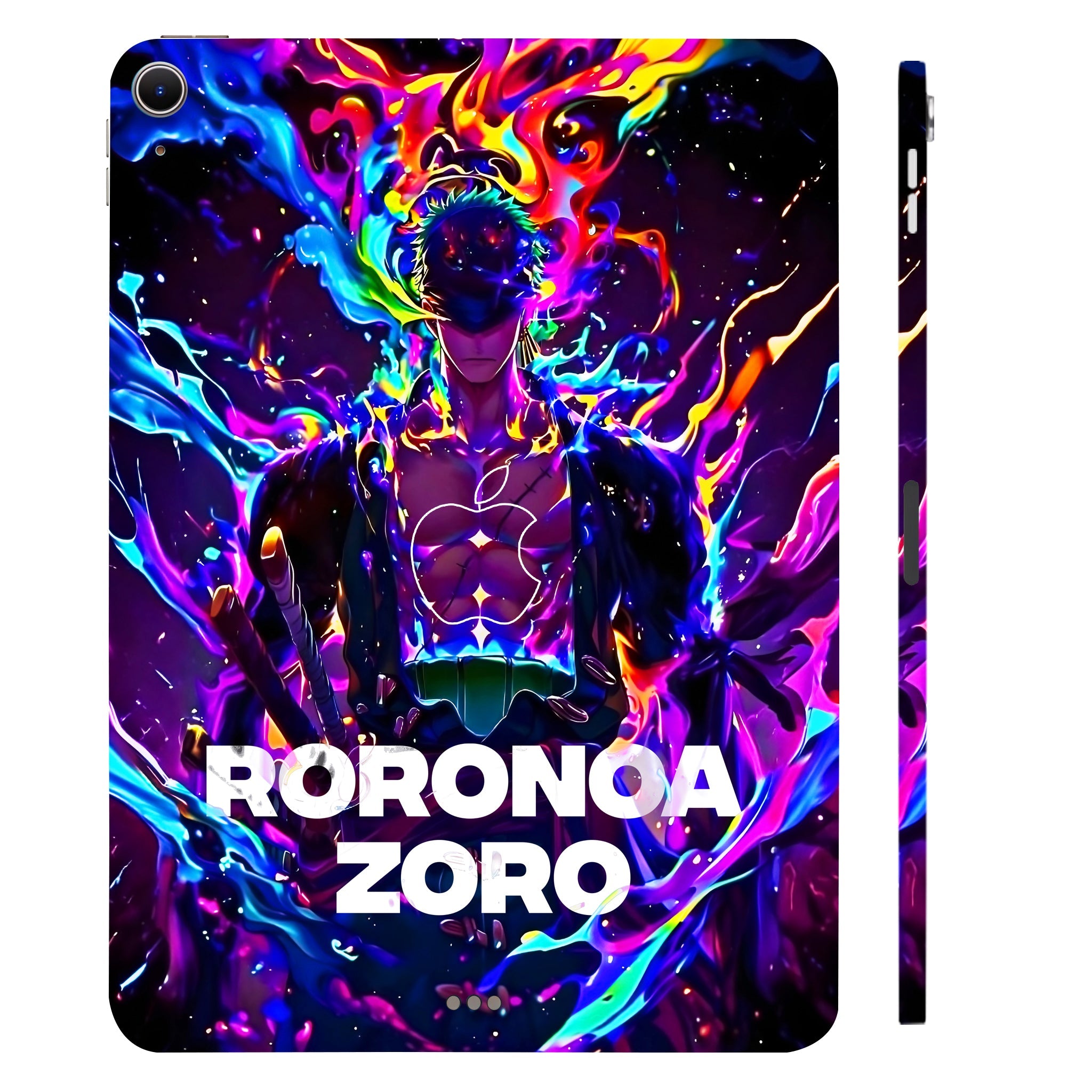 Apple iPad Air 13 M2 2024 Roronoa Zoro in Neon Flames Anime Tablet Skins