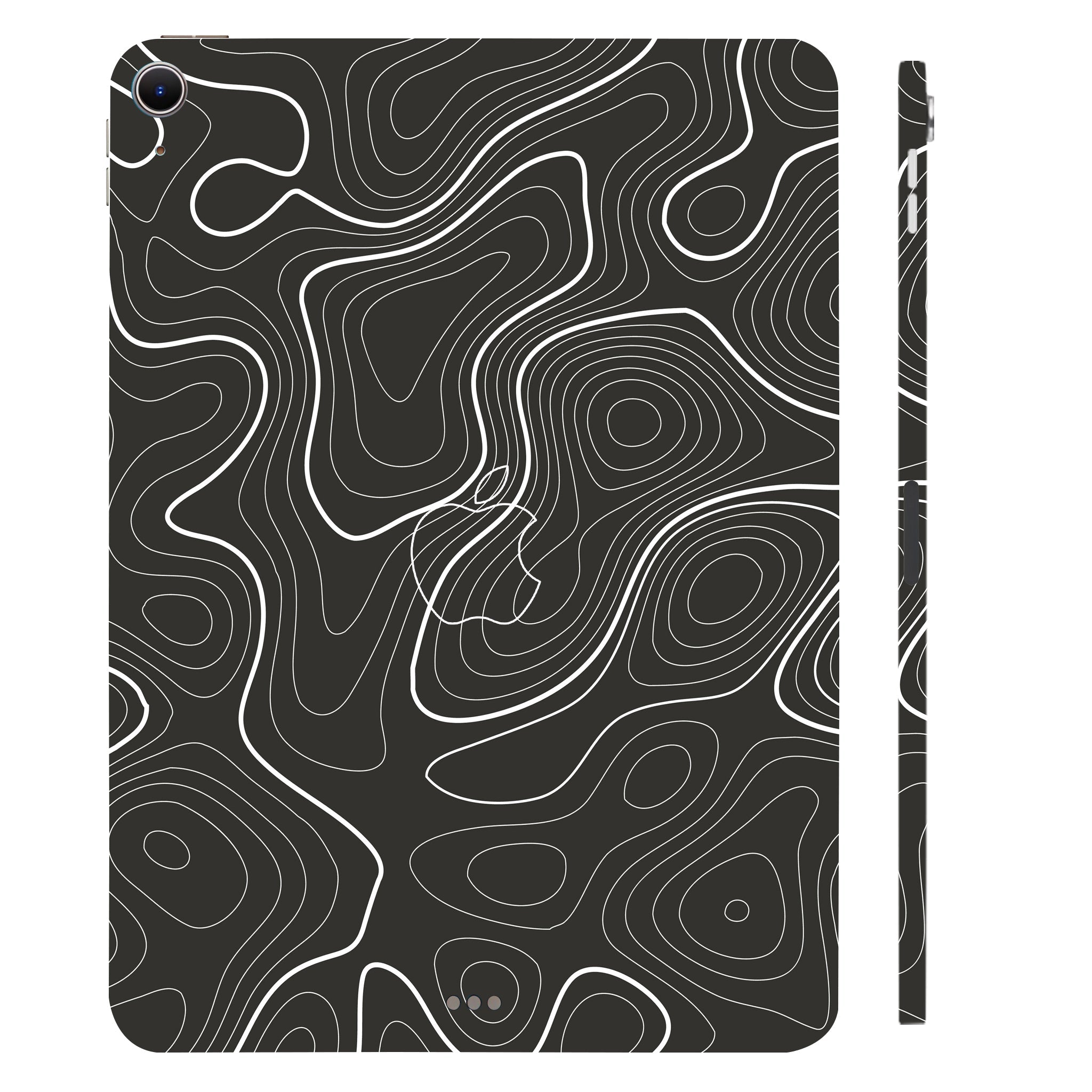 Apple iPad Air 11 M2 2024 Grayscale Topographic Lines Tablet Skins