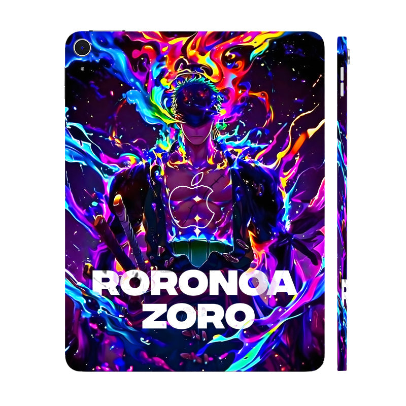 Apple iPad Air 13 M3 2025 Roronoa Zoro in Neon Flames Anime Tablet Skins