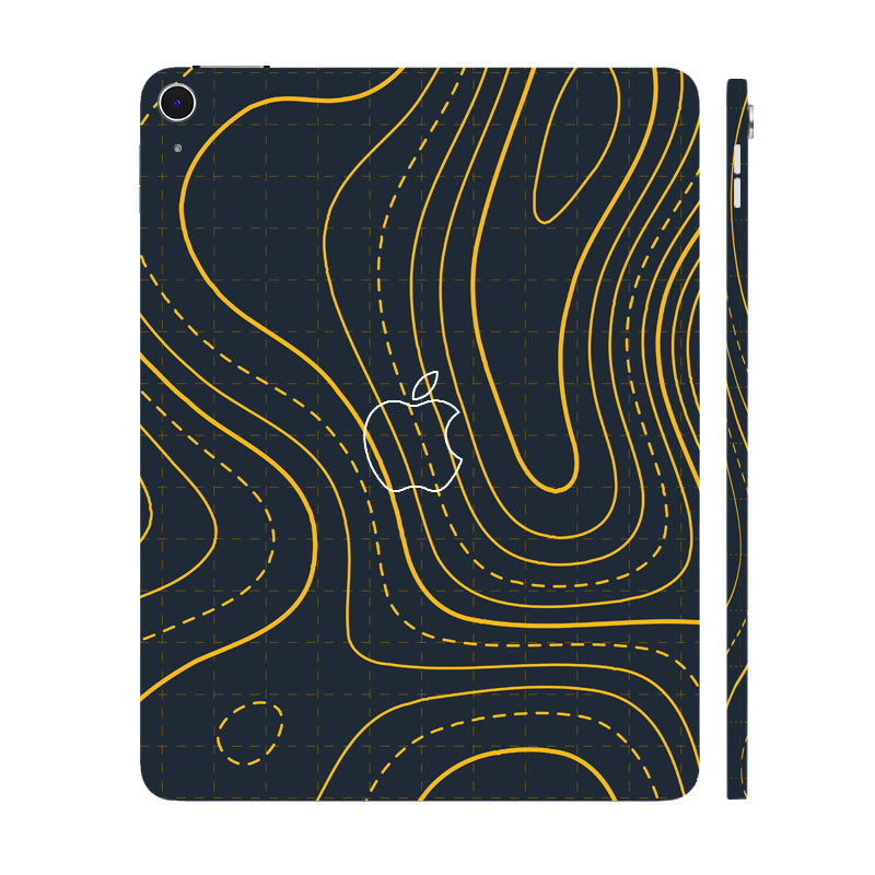 Apple iPad Air 13 M3 2025 Yellow Contour Lines Tablet Skins