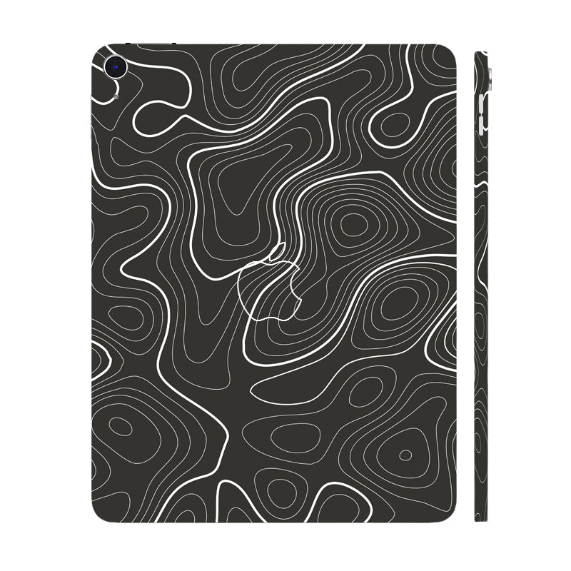Apple iPad Air 13 M3 2025 Grayscale Topographic Lines Tablet Skins