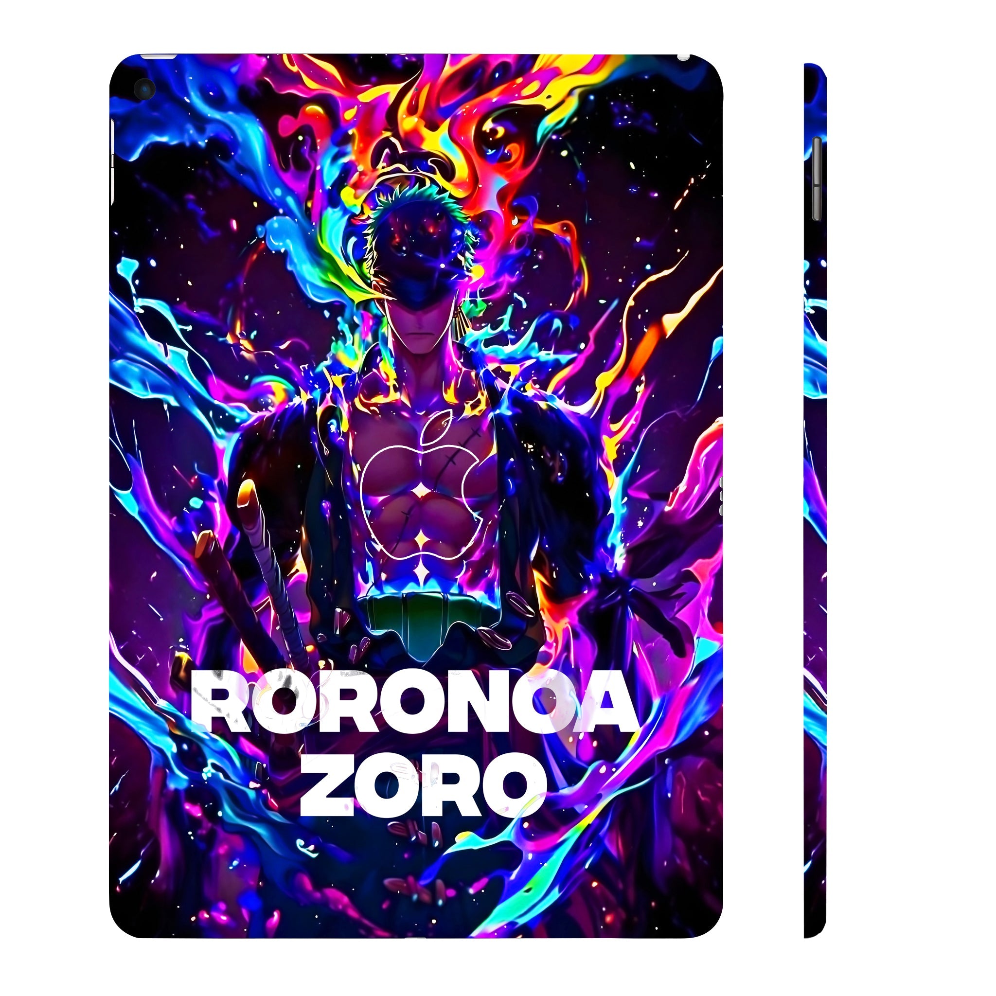 Apple iPad Air 3 2019 Roronoa Zoro in Neon Flames Anime Tablet Skins
