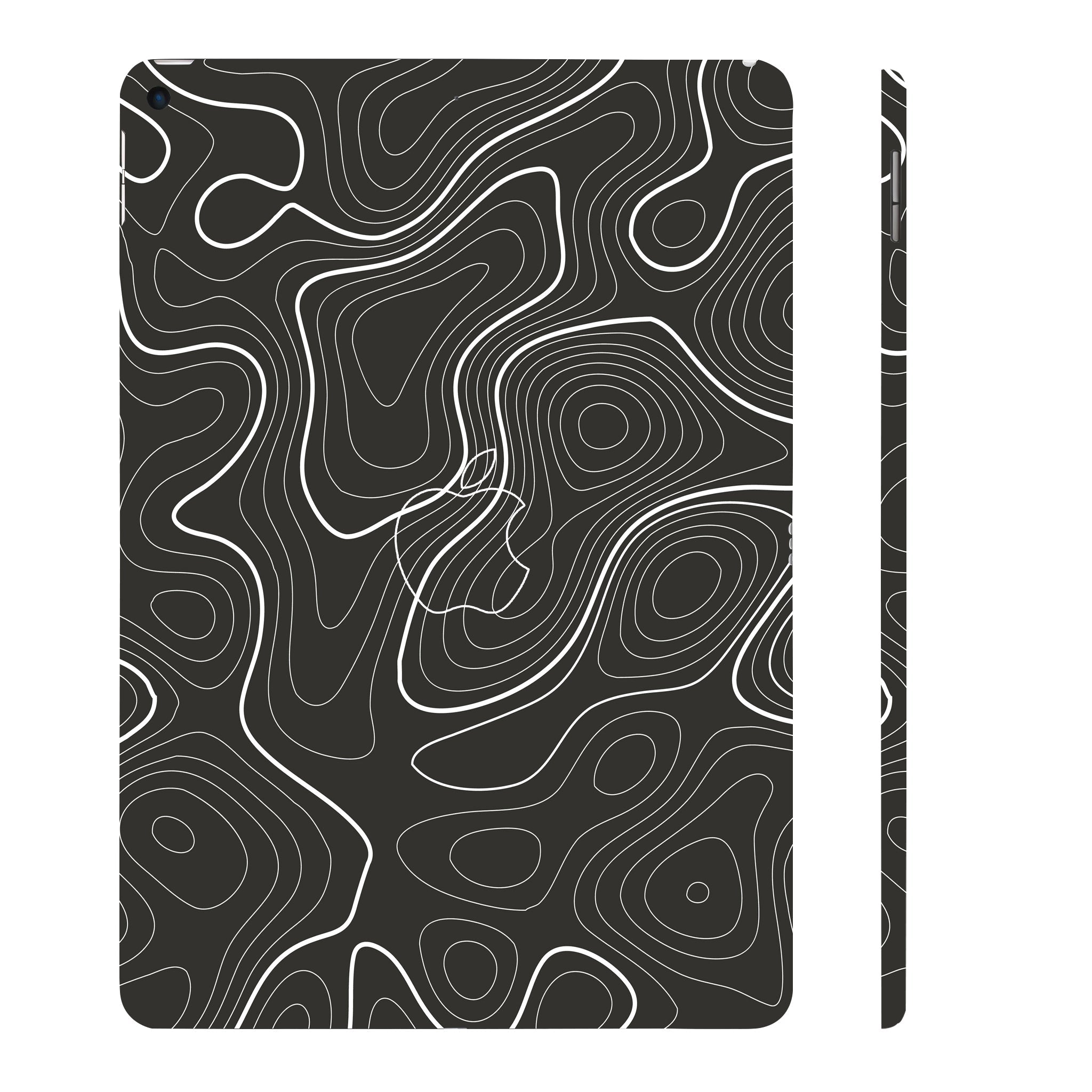 Apple iPad Air 3 2019 Grayscale Topographic Lines Tablet Skins