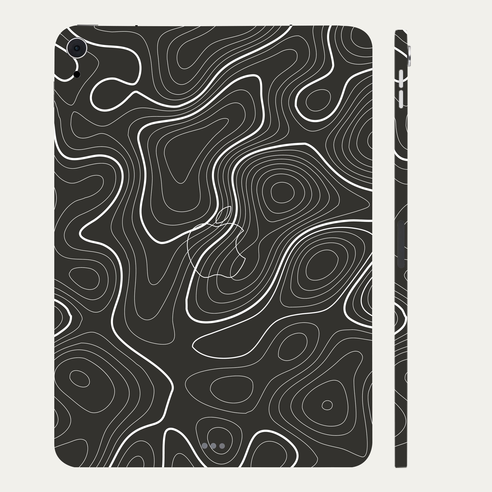 Apple iPad Air 4th Gen 2020 Grayscale Topographic Lines Tablet Skins