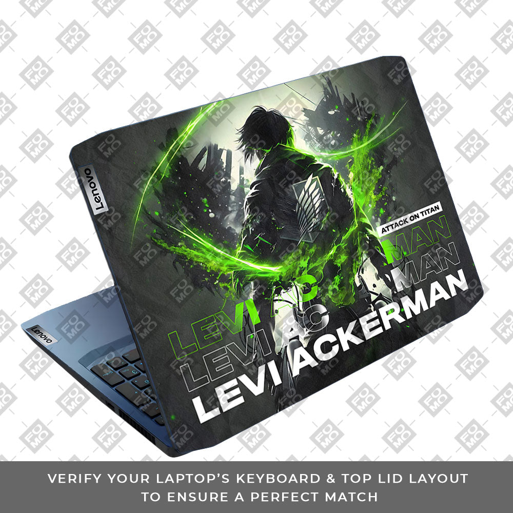 Levi Ackerman Neon Fury Lenovo IdeaPad Gaming 3 15ARH05 and 15IMH05 Laptop Skin