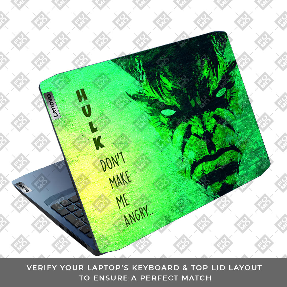Hulk Don't Make Me Angry Lenovo IdeaPad Gaming 3 15ARH05 and 15IMH05 Laptop Skin