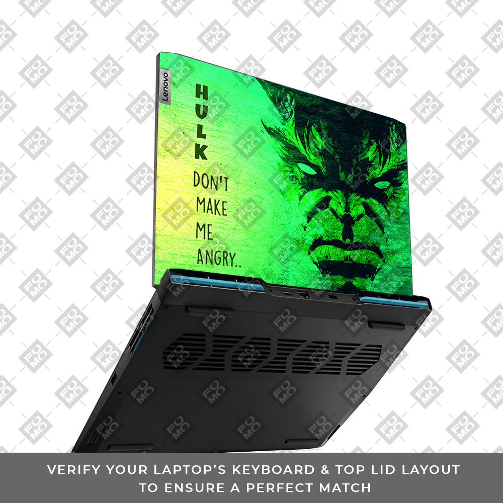 Hulk Don't Make Me Angry Lenovo IdeaPad Gaming 3 15ARH7 and 15IAH7 Laptop Skin