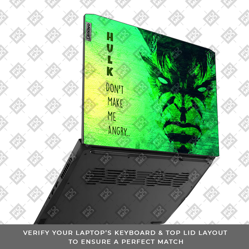 Hulk Don't Make Me Angry Lenovo IdeaPad Gaming 3 15ACH6 and 15IHU6 Laptop Skin