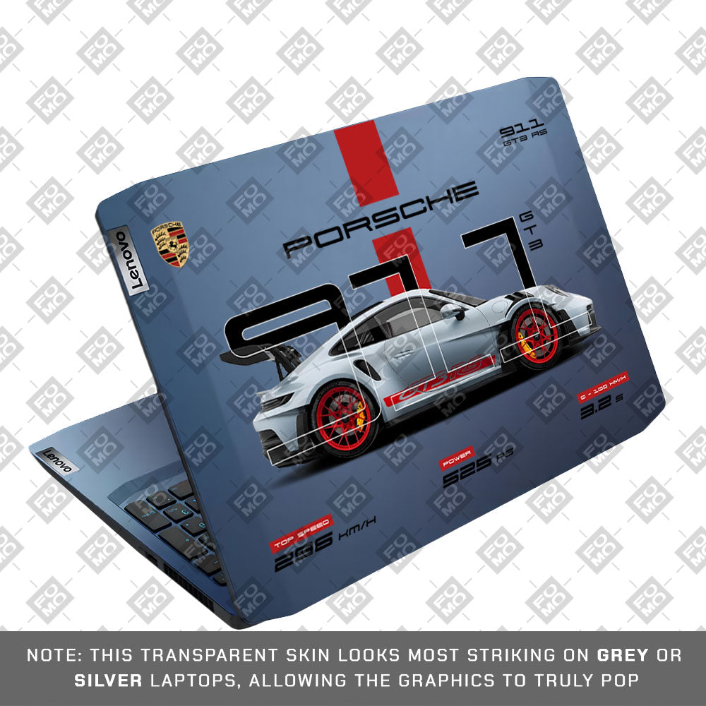 Transparent Porsche 911 GT3 RS Lenovo IdeaPad Gaming 3 15ARH05 and 15IMH05 Laptop Skin
