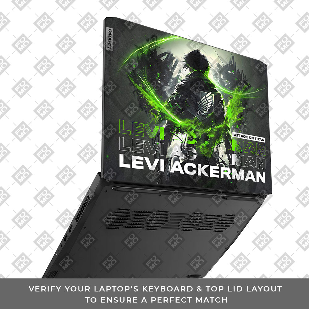 Levi Ackerman Neon Fury Lenovo IdeaPad Gaming 3 15ACH6 and 15IHU6 Laptop Skin