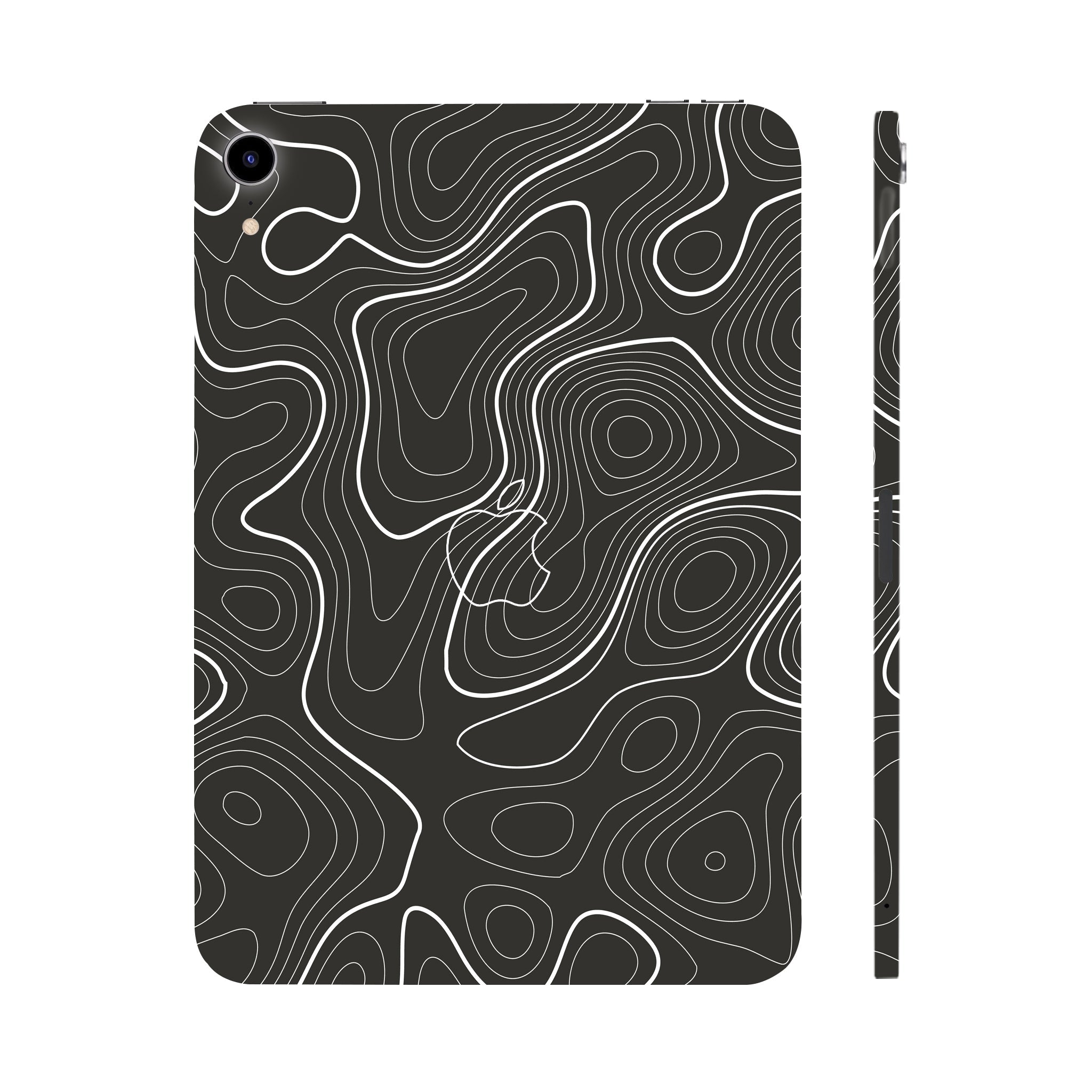 Apple iPad Mini 6th Gen 2021 Grayscale Topographic Lines Tablet Skins