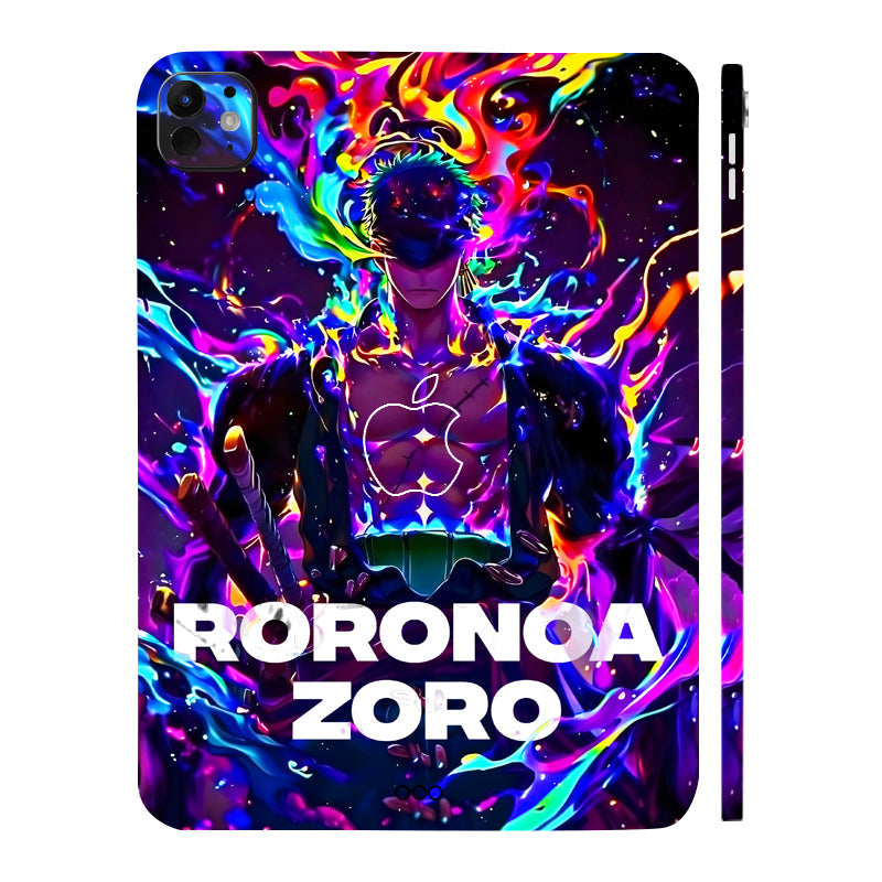Apple iPad Pro 11 M5 2025 Roronoa Zoro in Neon Flames Anime Tablet Skins