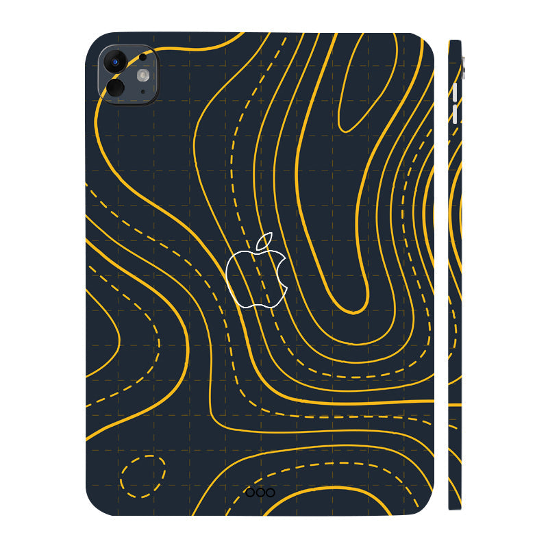 Apple iPad Pro 11 M5 2025 Yellow Contour Lines Tablet Skins