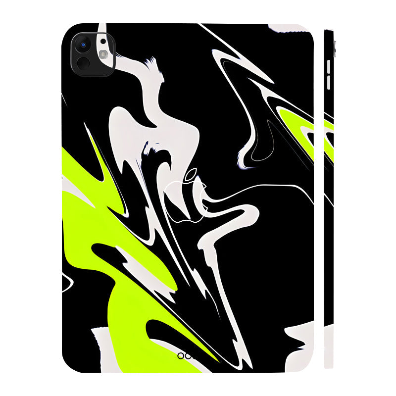 Apple iPad Pro 11 M5 2025 Neon Green and Black Pattern Tablet Skins