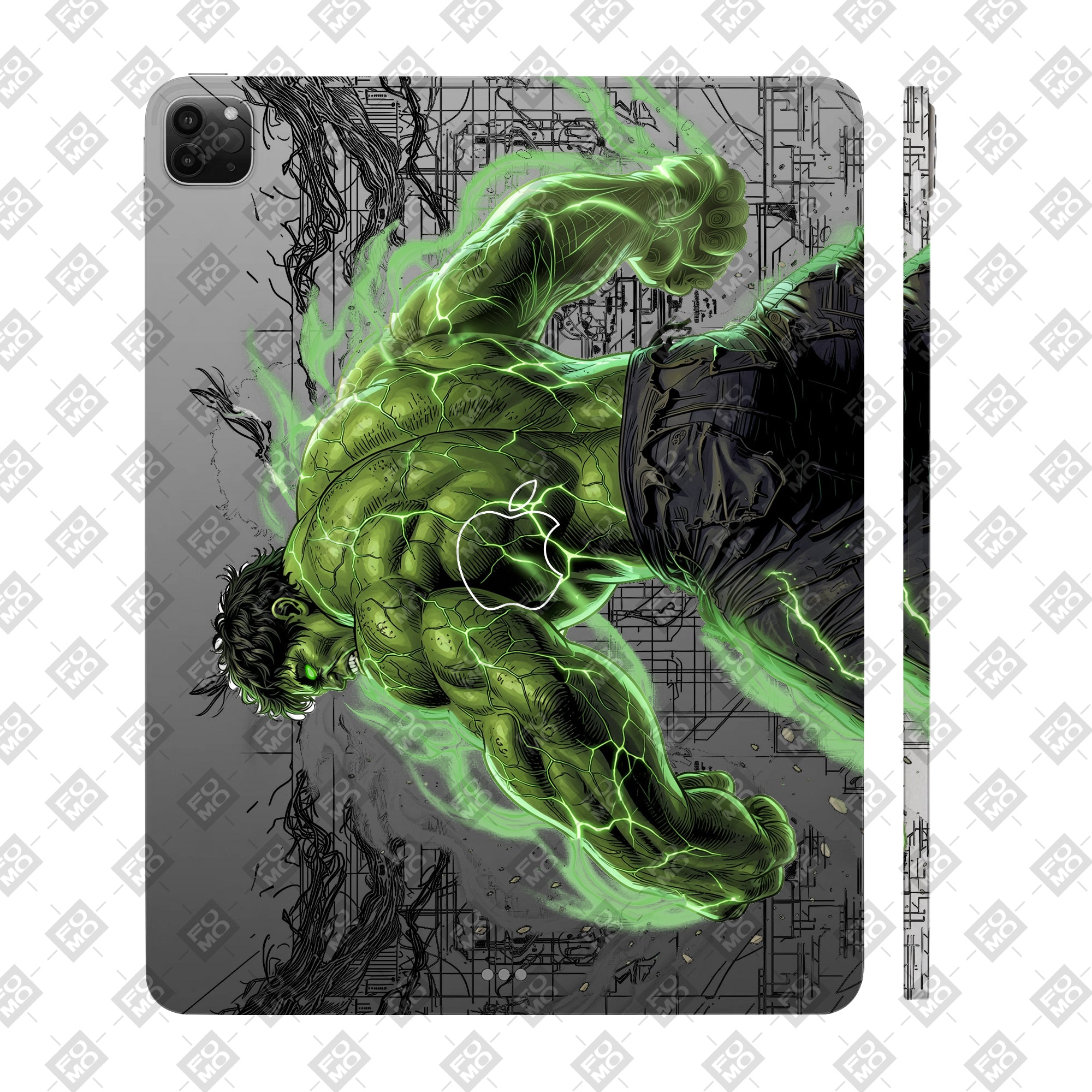 Apple iPad Pro 12.9 M1 2021 Transparent Hulk Smash Tablet Skin
