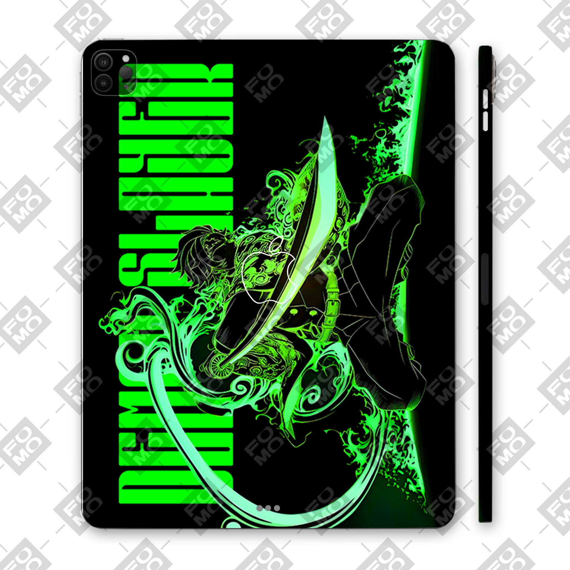 Apple iPad Pro 12.9 M2 2022 Tanjiro Green Flame Dance Anime 3D Tablet Skin