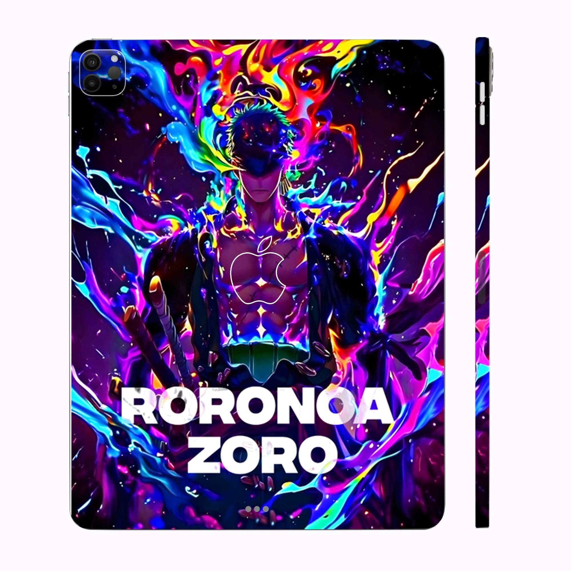 Apple iPad Pro 12.9 M2 2022 Roronoa Zoro in Neon Flames Anime Tablet Skins