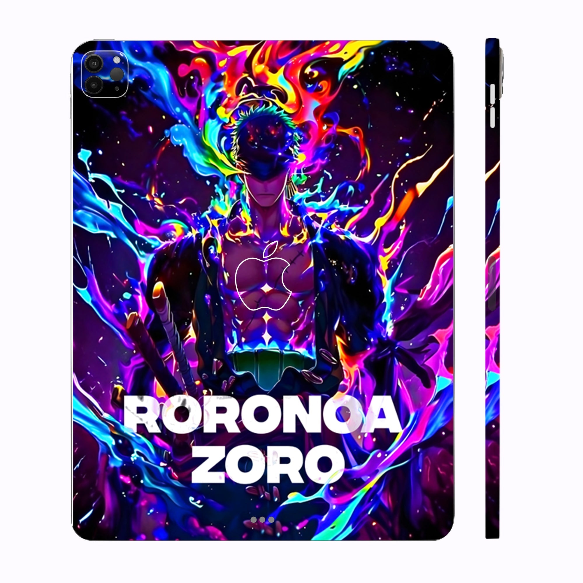 Apple iPad Pro 11 M1 2021 Roronoa Zoro in Neon Flames Anime Tablet Skins