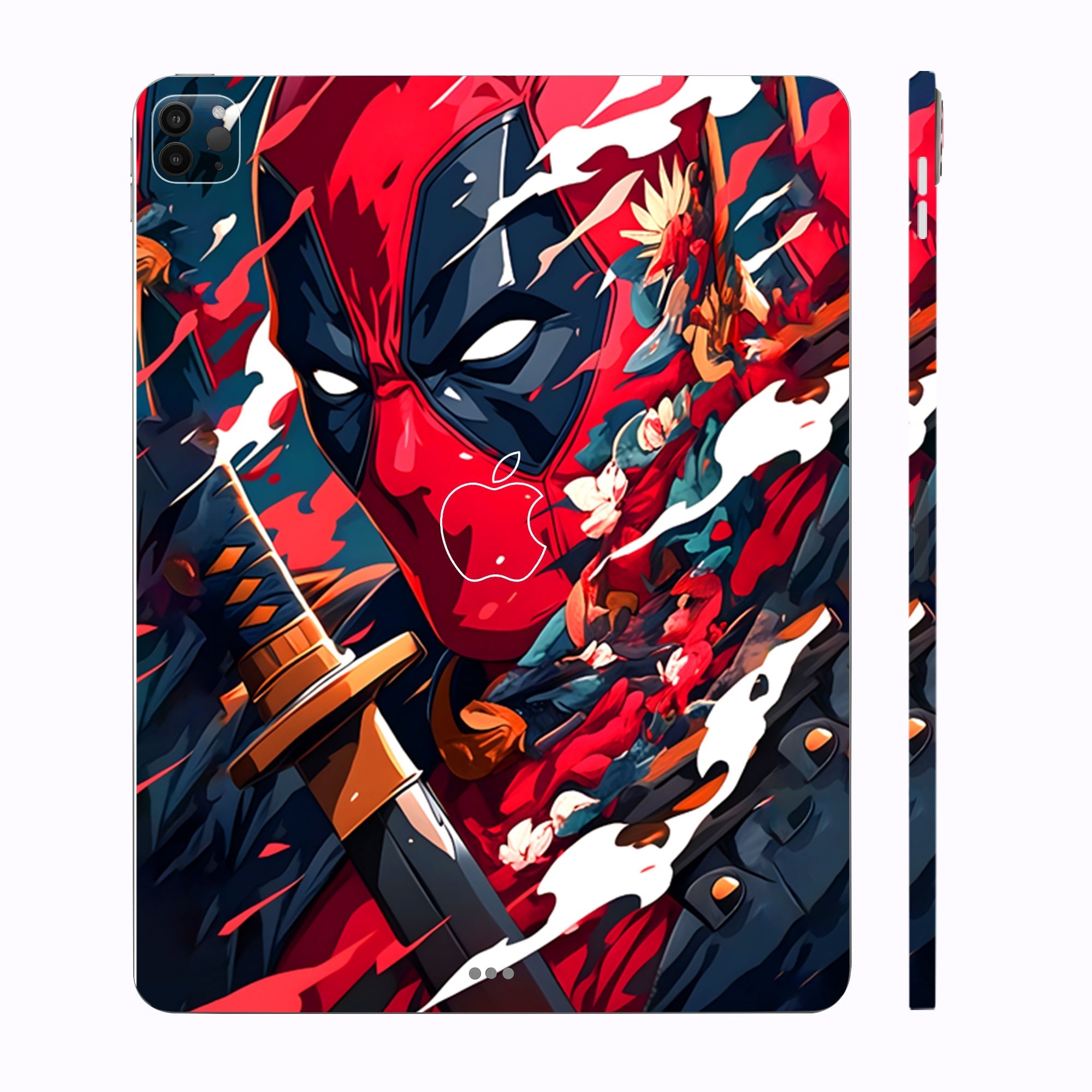 Apple iPad Pro 12.9 M1 2021 Deadpool Artful Chaos with Katana Movies Tablet Skins
