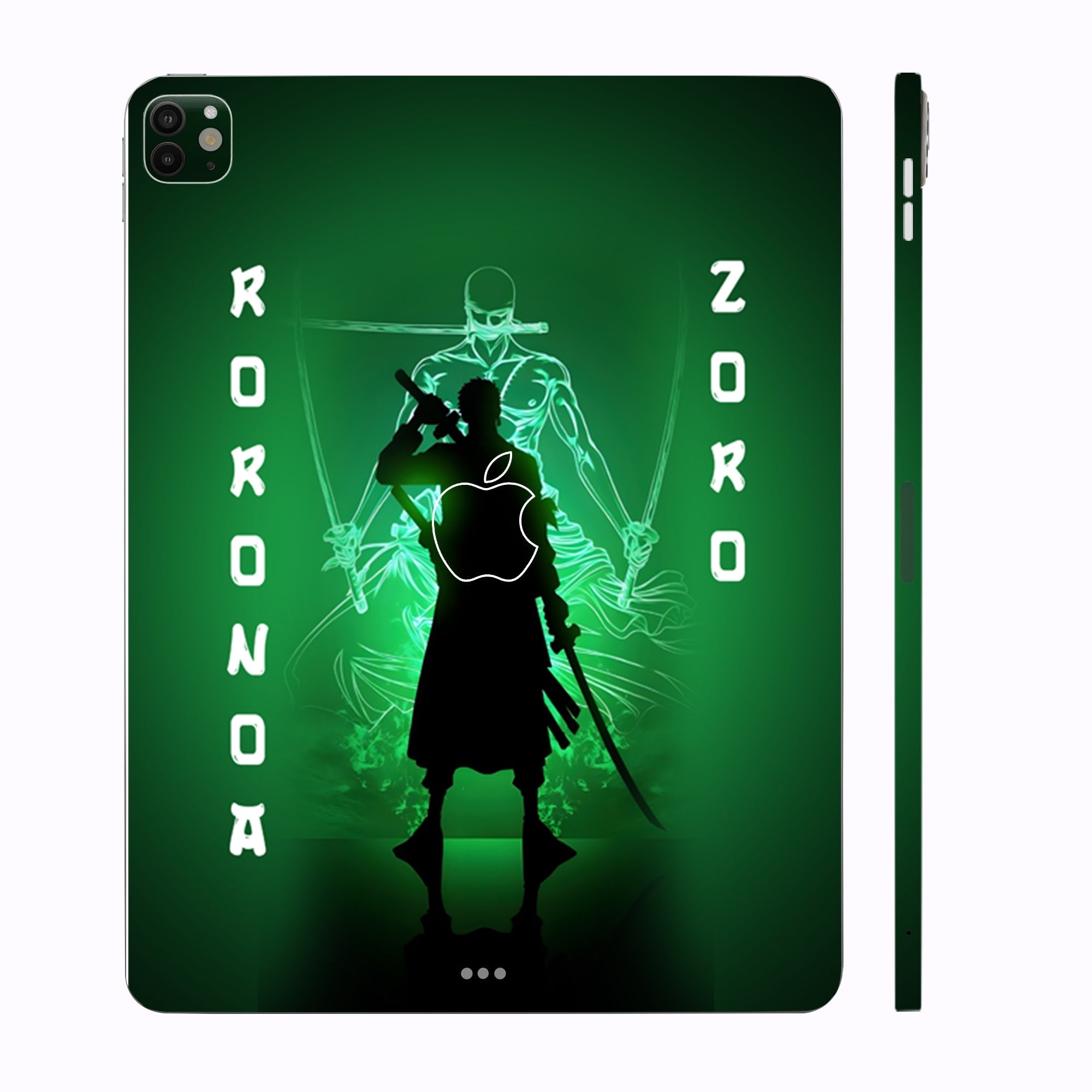 Apple iPad Pro 11 M4 2024 Zoro in Green Fluorescent Background Anime Tablet Skins