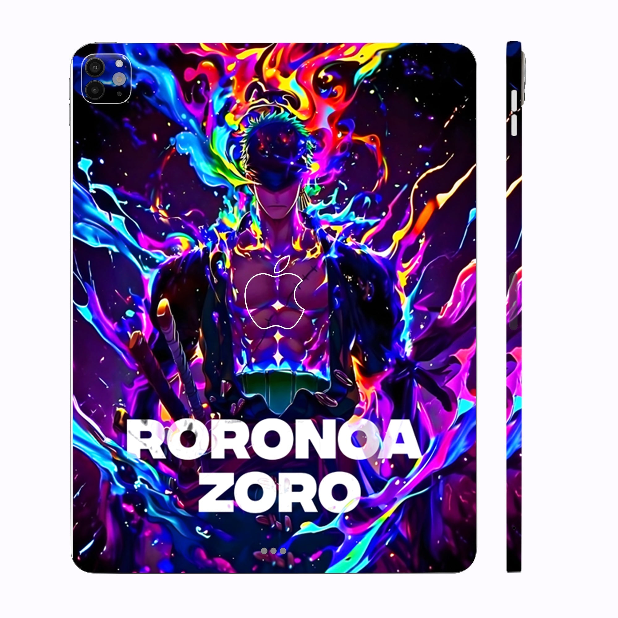 Apple iPad Pro 11 M4 2024 Roronoa Zoro in Neon Flames Anime Tablet Skins