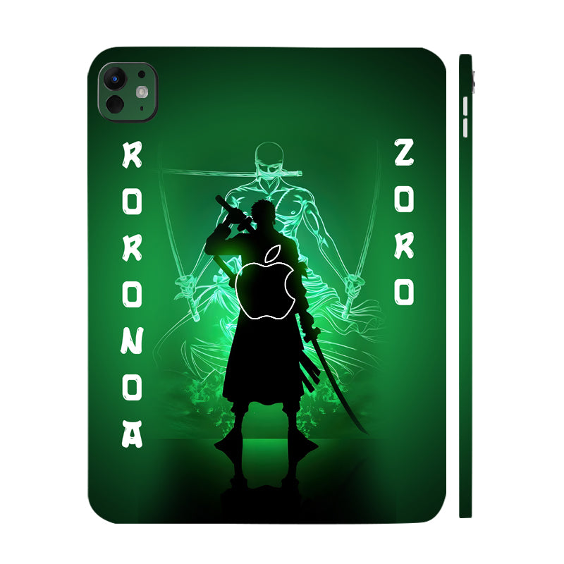 Apple iPad Pro 13 M5 2025 Zoro in Green Fluorescent Background Anime Tablet Skins