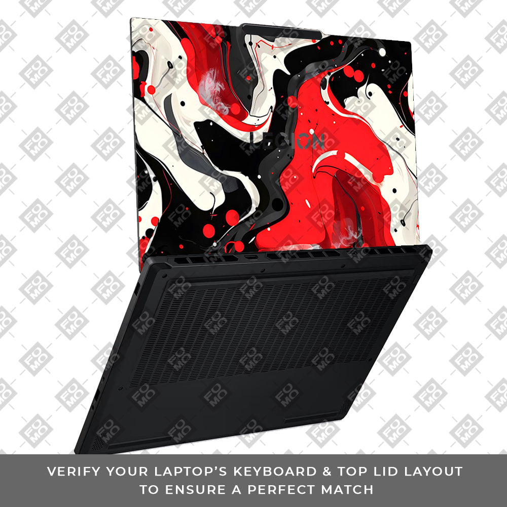 Red and White Paint Swirls Lenovo Legion 5 15AHP10 Laptop Skin