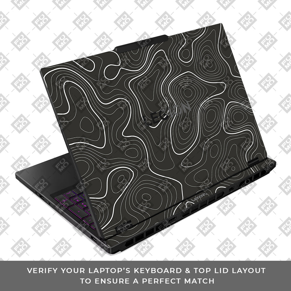 Grayscale Topographic Lines Lenovo Legion 5 15IRX10 Laptop Skin