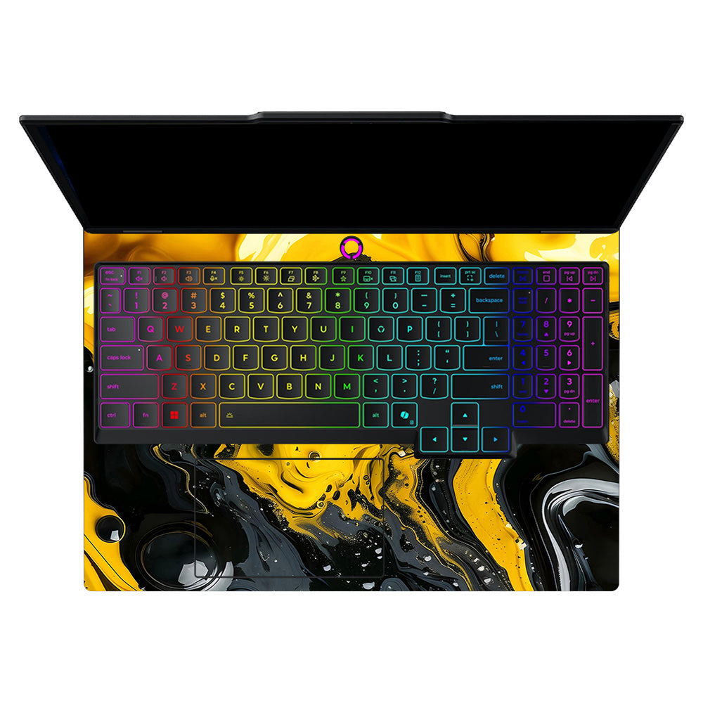 Yellow and Black Paint Swirls Lenovo Legion 5 15IAX10 Laptop Skin