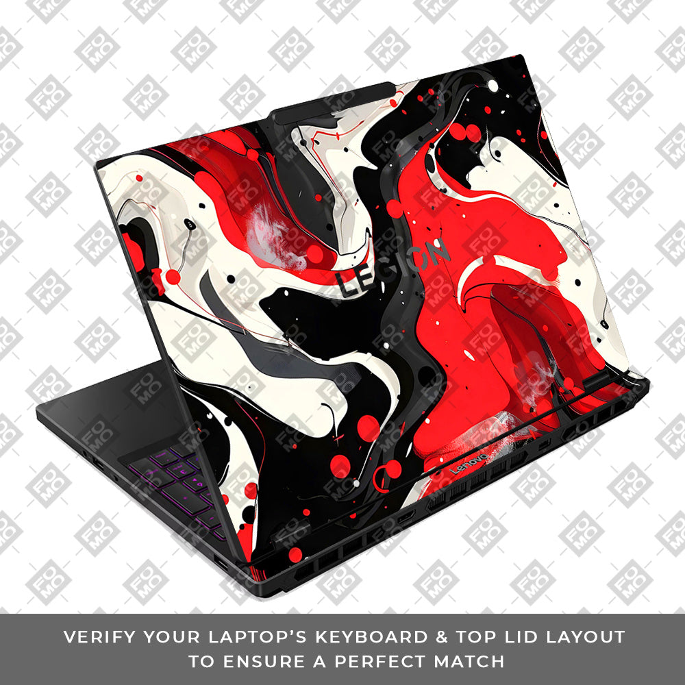 Red and White Paint Swirls Lenovo Legion 5 15IRX10 Laptop Skin