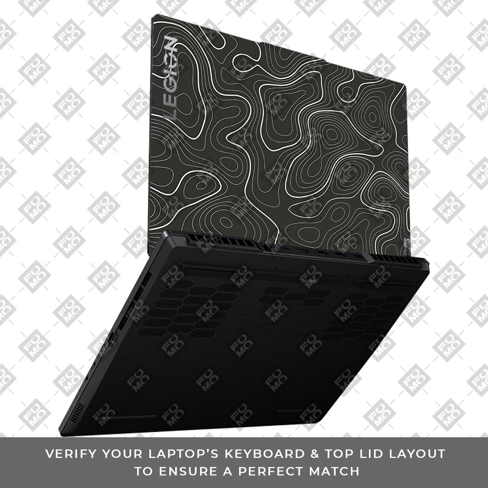 Grayscale Topographic Lines Lenovo Legion 5 15ARP8 Laptop Skin