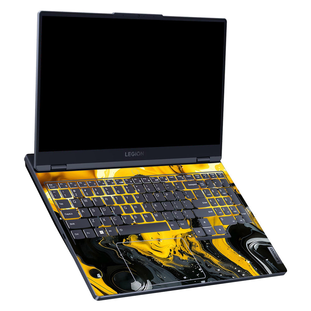 Yellow and Black Paint Swirls Lenovo Legion 5 15IRX9 Laptop Skin