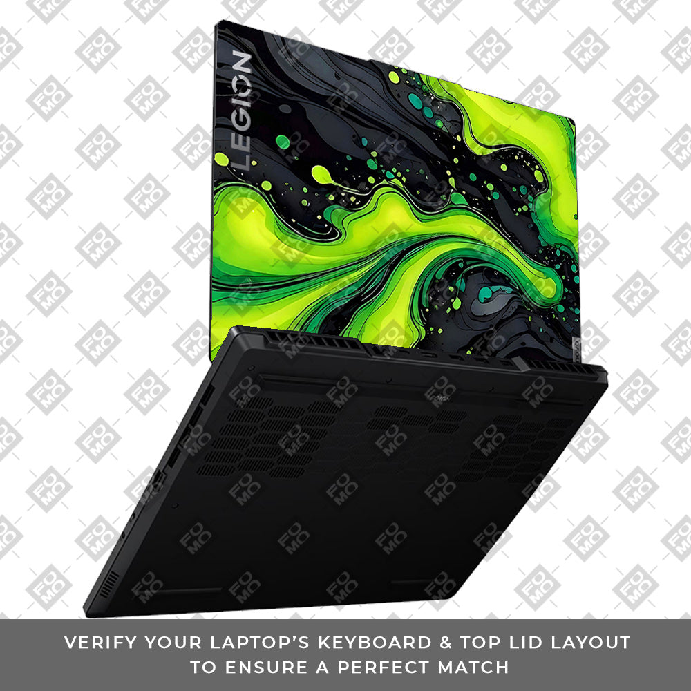 Neon Green Paint Swirls Lenovo Legion 5 15ARP8 Laptop Skin
