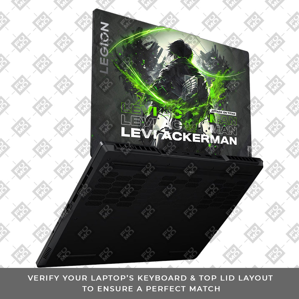 Levi Ackerman Neon Fury Lenovo Legion 5 15ARP8 Laptop Skin