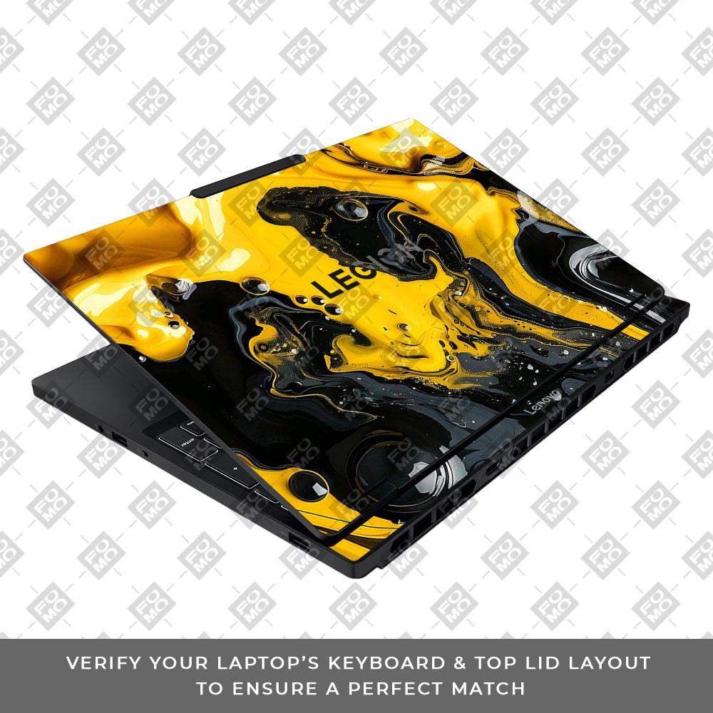 Yellow and Black Paint Swirls Lenovo Legion 5 15IAX10 Laptop Skin