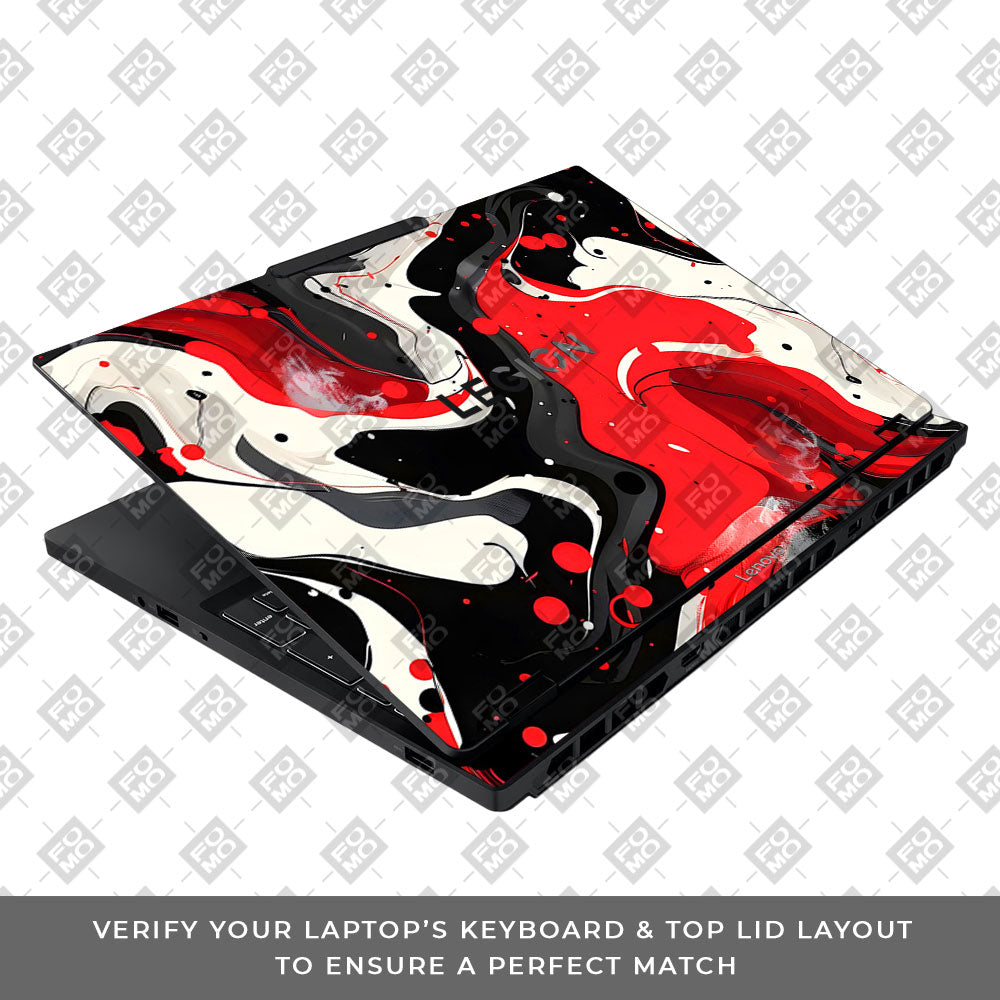 Red and White Paint Swirls Lenovo Legion 5 15IAX10 Laptop Skin