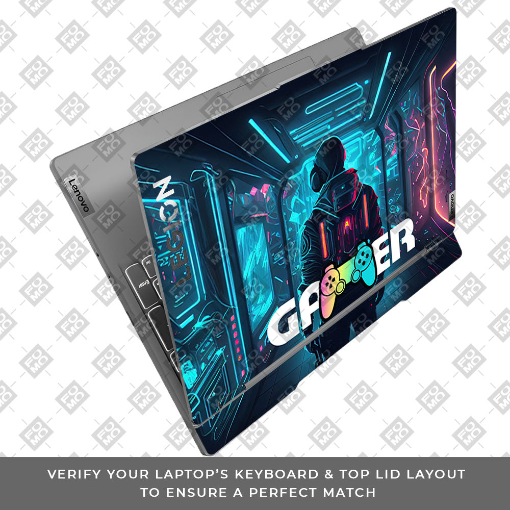 Gamer in Glowing Background Gaming Lenovo Legion 5 15IRX9 Laptop Skin