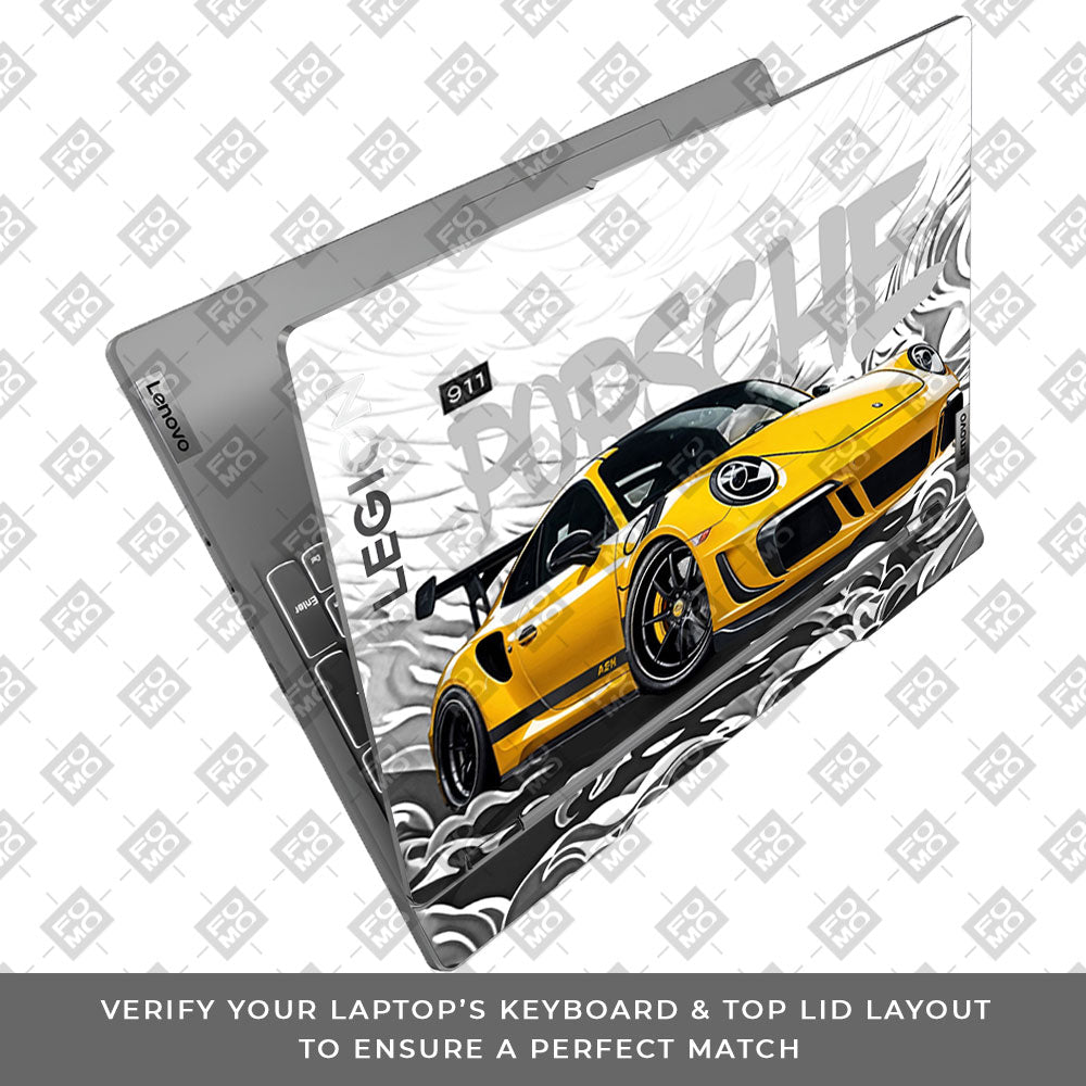 Porsche 911 Yellow Blaze Lenovo Legion 5 15IRX9 Laptop Skin