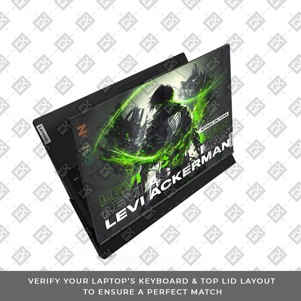 Levi Ackerman Neon Fury Lenovo Legion 5 15ARH05 Laptop Skin