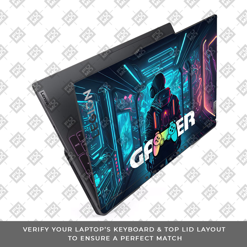 Gamer in Glowing Background Gaming Lenovo Legion 5 Pro 16IRX8 and 16IRX9 Laptop Skin