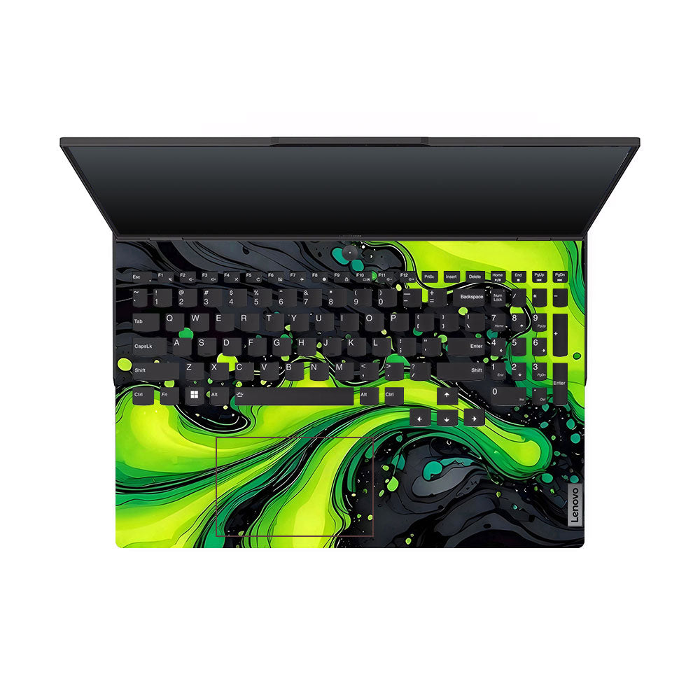 Neon Green Paint Swirls Lenovo Legion 5 Pro 16IRX8 and 16IRX9 Laptop Skin
