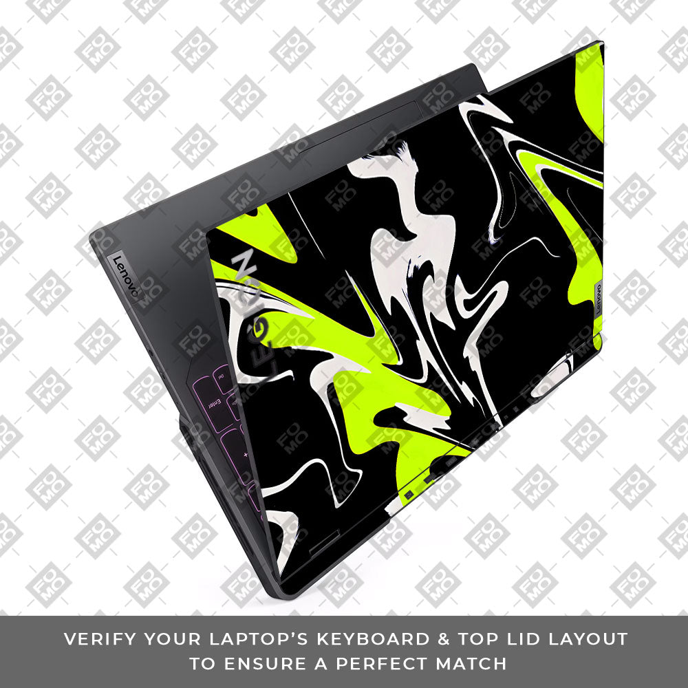 Neon Green and Black Patterns Lenovo Legion 5 Pro 16IRX8 and 16IRX9 Laptop Skin