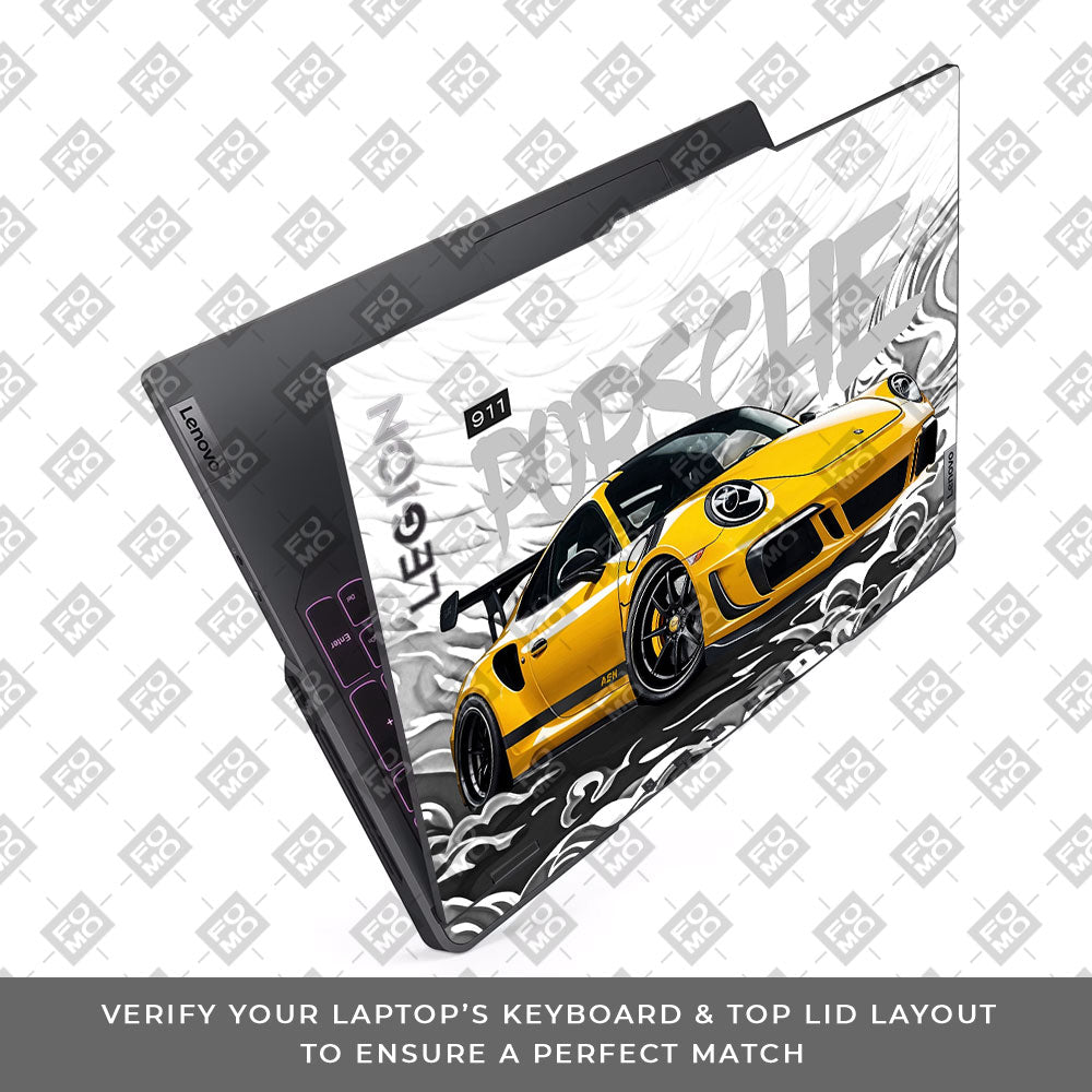 Porsche 911 Yellow Blaze Lenovo Legion 5 Pro 16IRX8 and 16IRX9 Laptop Skin