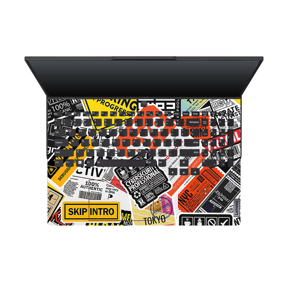 Tech Aesthetic Sticker Collage Lenovo Legion 5 Pro 16IRX8 and 16IRX9 Laptop Skin