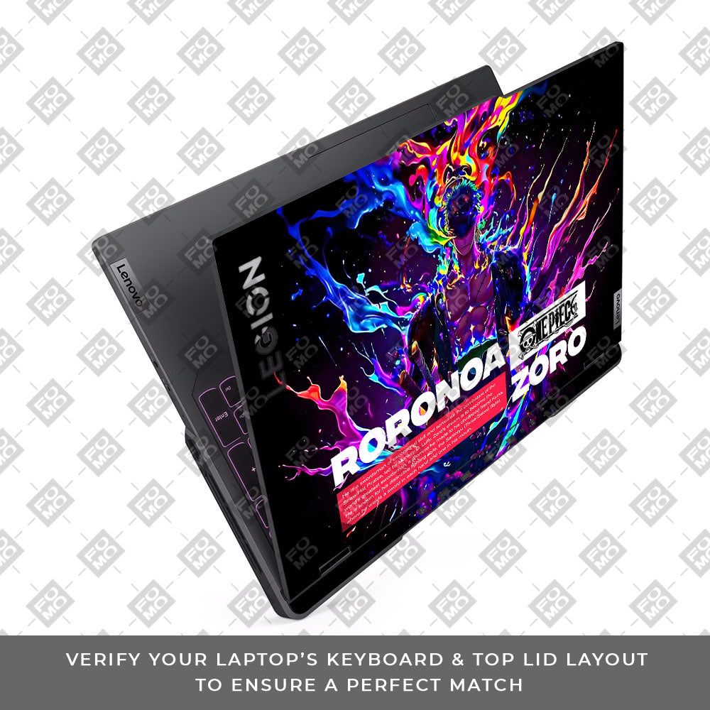Zoro with Neon Flames Lenovo Legion 5 Pro 16IRX8 and 16IRX9 Laptop Skin