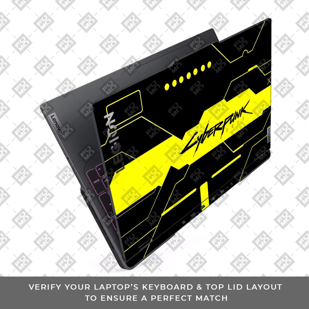 Cyberpunk Yellowline Grid Lenovo Legion 5 Pro 16IRX8 and 16IRX9 Laptop Skin