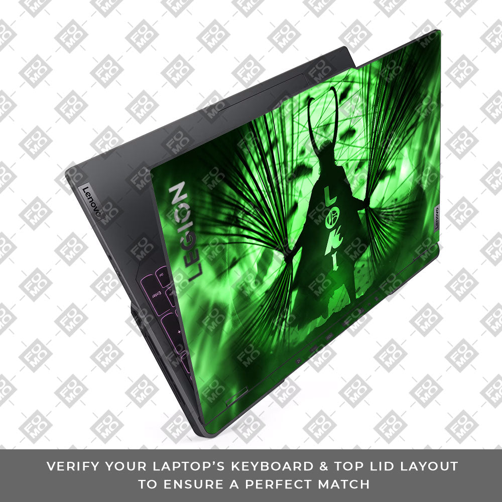 Loki's Green Aura Lenovo Legion 5 Pro 16IRX8 and 16IRX9 Laptop Skin