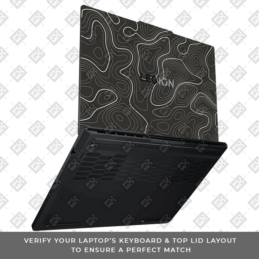 Grayscale Topographic Lines Lenovo Legion Pro 5 16ADR10 Laptop Skin
