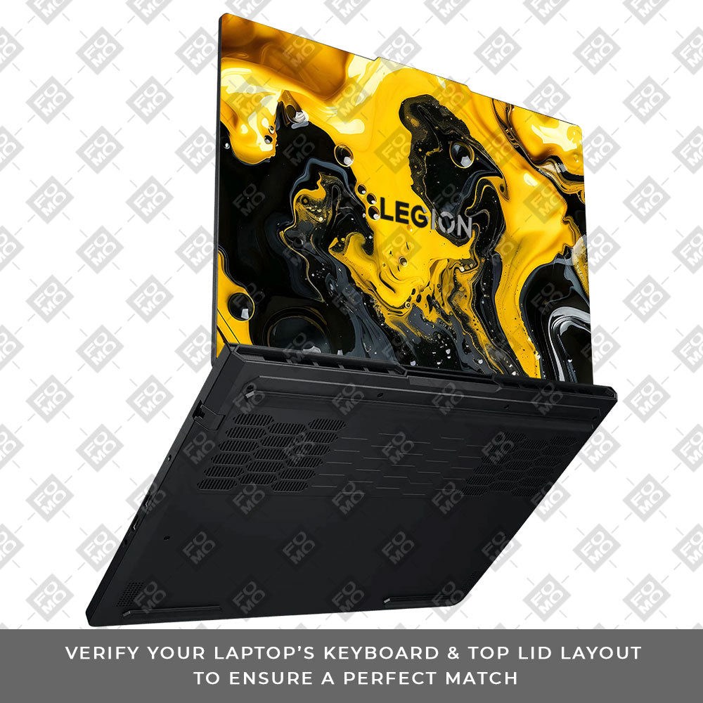 Yellow and Black Paint Swirls Lenovo Legion Pro 5 16ADR10 Laptop Skin
