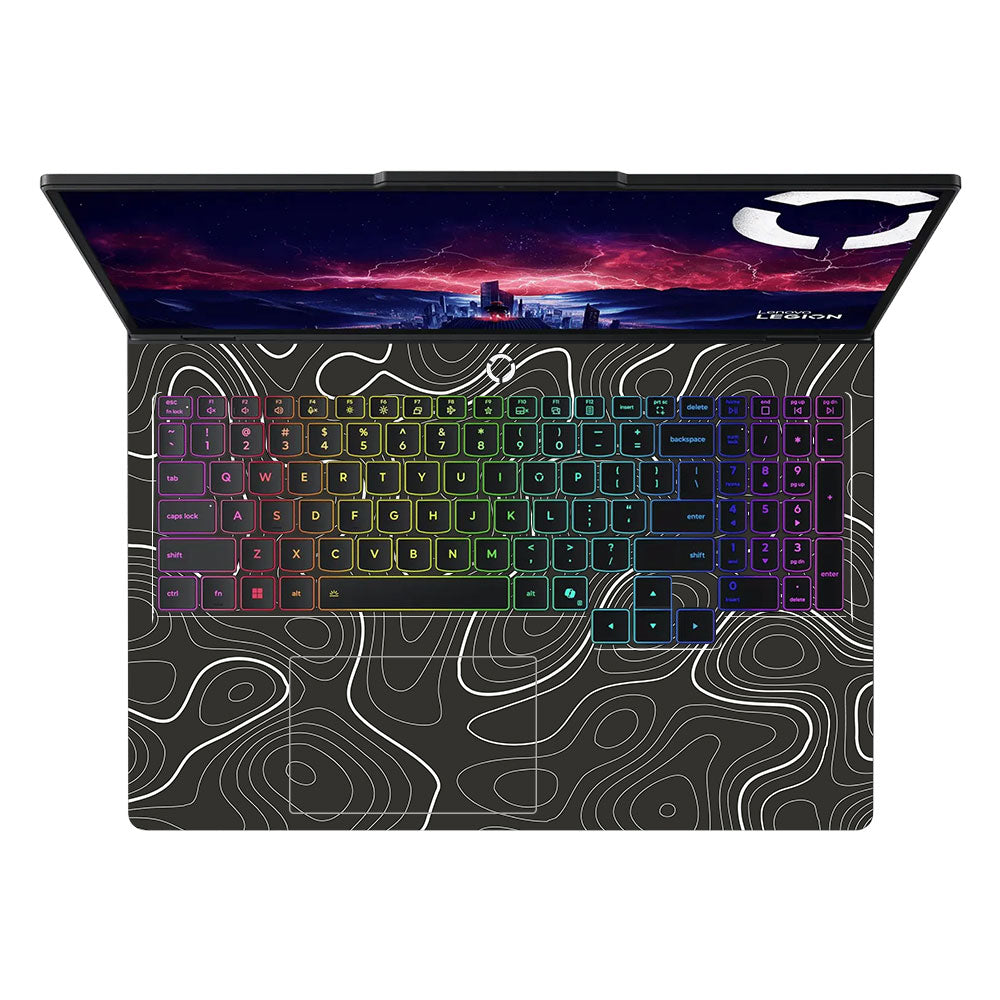 Grayscale Topographic Lines Lenovo Legion Pro 5 16ADR10 Laptop Skin